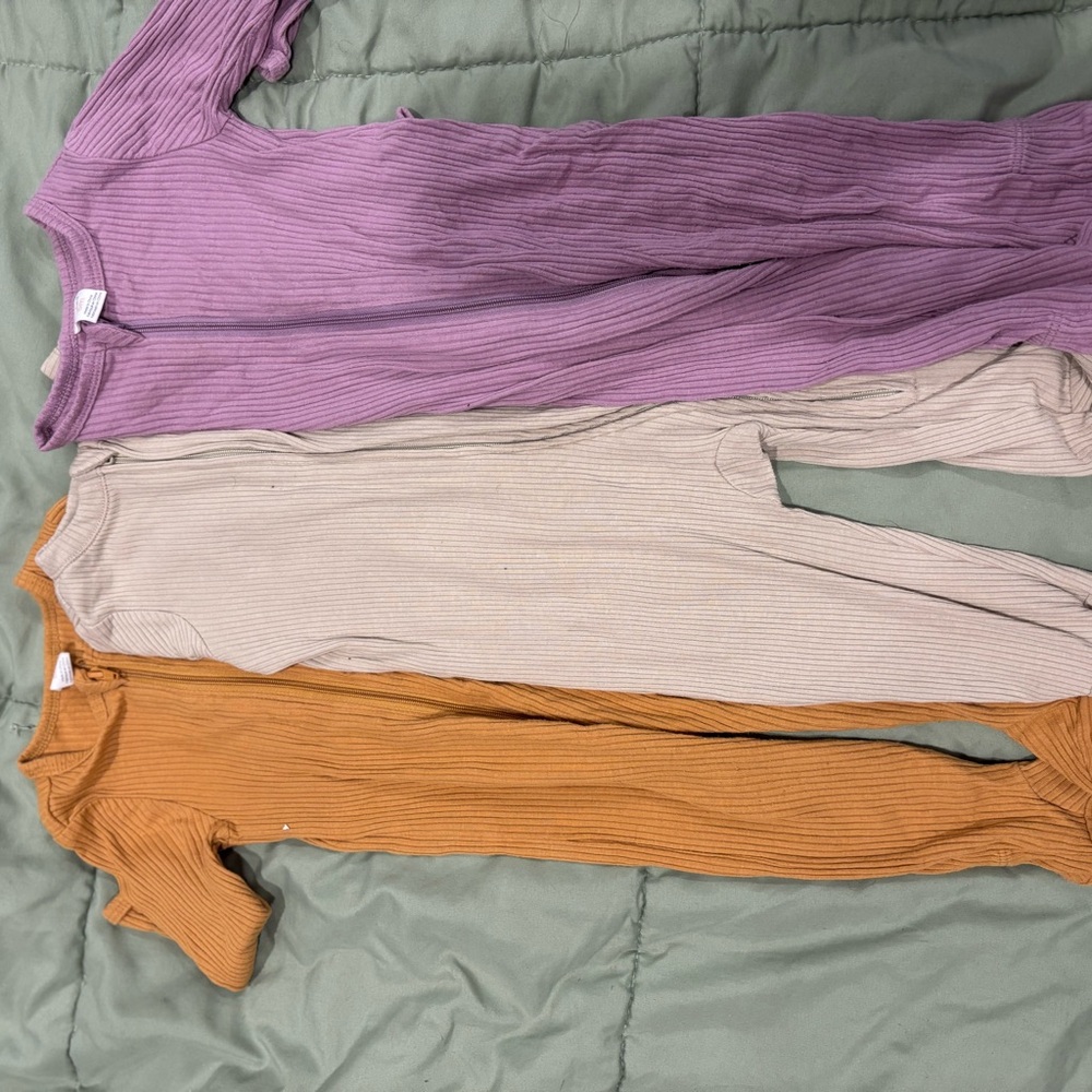 Ribbed Long Sleeve Jumpsuits in Purple, Cream, and Orange